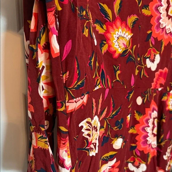 Old Navy Red Floral Long Sleeve Dress Sz 12 - Picture 7 of 9